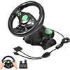 RajoNN Volante da Corsa per PC, Volante da Corsa Universale da 180 Gradi per Auto USB con Pedali per 360/PS3/P2/PC (Colore :Green)