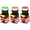Gebildet 3pcs 22mm 10A 12V-24V-48V-110V-230V-380V 1NO 1NC DPST Commutatore a Pulsante Momentaneo Interruttori a Pulsante LA38-11BN(Rosso/Giallo/Verde)