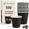 ecodrinks - 500 Bicchieri Caffe Carta - 75ml - Set Bicchierini Monouso per Bevande Calde - Biodegradabili, Eco-friendly e Made in Italy - Nero