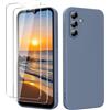 YXKJ - Cover per Samsung Galaxy A56 5G con 2 Pezzi Vetro Temperato, Custodia Silicone Liquido con Morbida Microfibra, [Tocco Setoso] [Antiurto] [Antigraffio] - Grigio