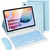 LAMA Custodia con Tastiera Wireless Retroilluminata con Mouse per Galaxy Tab S6 Lite 2020 10.4in (SM-P610/P615), Cover per tablet sottile con Supporto per Penna S Integrato e Tastiera Wireless, Blu