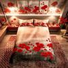 Homemissing Set di biancheria da letto per donne adulte e ragazze motivo papavero rosso motivo floreale ad acquerello set di biancheria da letto per donne adulte e ragazze romantico botanico con copripiumino in