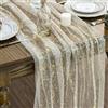 Artoid Mode Garza Tulle Glitter Foil Beige Oro Runner da Tavolo 70 x 300 cm, Decorazione da Tavolo da Cucina Vacanze Feste Compleanno Matrimoni