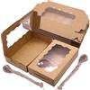 PWGHWG 20 scatole per biscotti con finestra - 17,8 × 11 × 3,8 cm - Scatola per torte marrone con finestra trasparente cartone snack box con 2 corde di canapa per torte, biscotti, cioccolatini, dessert