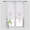 Smithoom 1 Pannello Tenda Classica Fiore Ricamo Nappa Decorazione Tende in Voile per Porta Della Cucina Piccola Finestra Vino rosso 40x90cm