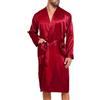 Lovasy Vestaglia Uomo Raso Accappatoio Kimono Leggero in Seta a Maniche Lunghe Camicia da Notte Uomo Accappatoio e Biancheria da Notte con Cintura e Tasca,A-rosso,S