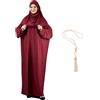 Modish Group Vestito Da Preghiera Per Donna Con Girls Musulmana Hijab Abito Lungo Abaya Vestiti Set Dubai Kaftan Con Muslim Tasbih (Borgogna, Standard)