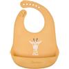 Sterntaler Bavaglino in silicone Giraffe Kaya, adatto per alimenti, lavabile in lavastoviglie, con scomparto per meno residui di cibo, regolabile per neonati e bambini, ocra