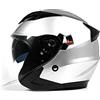 BHR Casco Jet Doppia Visiera 809 DOUBLE | Casco Scooter Omologato ECE | Casco Moto Jet con Doppia Visiera Antigraffio, 4 Punti di Ventilazione & Sgancio Micrometrico | SILVER | XS