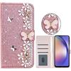 BLOTECH Cover Diamante per Samsung Galaxy S24 Ultra 3D Bling Bling Glitter Brillantini Brillante Oro rosa Custodia Case Libro Leather Flip Protettiva Portafoglio, ID Slot per Scheda, Cover
