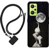 Sunrive Cover compatibile con Realme GT Neo2,Custodia Case in molle matte Morbida Flessibile Antigraffio protettiva back Case(Ombra della schiena,Luna,Stelle)+1 x Cordino Universale