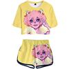 Silver Basic Bambine e Ragazze Hero Maglietta e Pantaloncini Anime Stampato 3D Tuta Sportiva,Giallo Ashido Mina-1,M