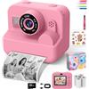 CONMRO Macchina Fotografica Bambini Istantanea - 1080P 2.4 Selfie Fotocamera Bambini con Carta da Stampa e 32GB Scheda, Giocattolo Regalo Natale Bambino e Bambina 3-12 Anni (Rosa)