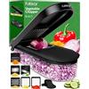 fullstar Taglia Verdure Mandolina per Verdure Affetta Verdure - Multifunzione Tritatutto Affettatrice Manuale - Tagliaverdure Frutta Cipolla Patate Cubetti Julienne Grattugia (Compatto 6-in-1 Nero)