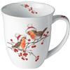 Ambiente Tazza da caffè tazza da tè 0,4 l Fine Bone China serie Christmas robin pettirosso uccelli rami inverno Natale Avvento