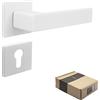 APECS Maniglia per porte interne, moderna, per porta interna, con rosette quadrate, colore bianco opaco, con materiale di fissaggio, per porta, modello Regulus PZ - Cilindro profilato
