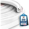 XEEINC 8m Guarnizione Porta Finestra, 10mm(L) X 6mm(P) Gomma Paraspifferi Guarnizione Adesiva per Finestre Porta Blindata, Isolamento Acustico, Anti-Collisione - Bianco