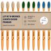 EHOP [EHOP] Confezione da 10 spazzolini da denti in legno francese | Setole morbide | Adatti agli adulti | Prodotti in Francia | Spazzolini ecologici | Zero rifiuti dentali, manico di origine biologica