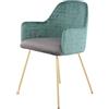 Qiyano Sedia con braccioli e rivestimento in velluto bicolore design moderno eleganti gambe in ferro imbottito soggiorno sala da pranzo tavolo scrivania ufficio colore: verde/grigio