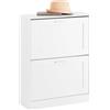 SoBuy Scarpiera Salvaspazio Slim Scarpiera Ingresso a 2 Ribalte - Design Compatto Moderno + Capacità 12 Paia + Adatta a Corridoi Stretti - Bianco 60x25x80cm FSR137-W
