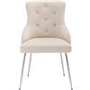 Shye Sedia da pranzo con motivo a bottoni, poltrona imbottita, sedie con gambe in metallo, moderna poltrona lounge, camera da letto, soggiorno con cuscino lombare (set da 1, beige)