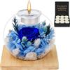 MestectPET Rosa Eterna in Vetro, Set di Rose Stabilizzate e Candele Profumate, Regalo di Compleanno per la Festa della Mamma San Valentino Anniversario Natale per Mamma Fidanzata Moglie Donna (Blu)