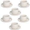 Tognana Edge, Confezione 6 Tazze caffè con piatto 90 cc, New Bone China, Bianco