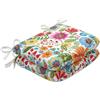 Pillow Perfect Cuscino per sedia da interni ed esterni con lacci con angoli arrotondati, imbottitura in fibra di peluche, resistente alle intemperie e allo sbiadimento, 39,4 x 47 cm, blu/viola, 2