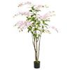 Zstar Albero di gelsomino artificiale da 150 cm, grande albero di gelsomino artificiale con fiori e foglie in fiore, pianta artificiale in vaso, grandi piante artificiali per la casa, l'ufficio, il