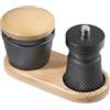 Zassenhaus Set gourmet WORKER 3 pezzi, macinapepe in ghisa, macinino in ceramica di precisione, grattugia per spezie con vassoio, sottobicchiere in legno di faggio, ideale per cucina e tavolo