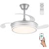 Wonderlamp Ventilatore LED pale pieghevoli Miso Mini Evo Argento 46 W con memoria di accensione, telecomando CCT 3000-4000-6000K, dimmerabile, silenzioso