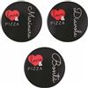 Galileo Set 6 Piatto pizza in gres Ø 33,5 cm, decoro con scritta, nero, Love and