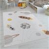 Paco Home Tappeti da gioco a pelo corto colorati per camerette dei bambini con diversi motivi, Dimensione:100x200 cm, Colore:Crema 2