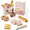 ROBUD Giocattolo in legno alimentare, accessori per cucina giocattolo in legno per alimenti da cuocere e tagliare per gioco di ruolo con borsa portaoggetti, giocattolo per ragazze e ragazzi, regali a