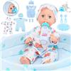 GirlDiary Bambola 30 cm con Set Accessori: 3 Vestiti, Culla e Accessori Alimentazione - Giocattolo Educativo per Bambine Bambini 3-8 Anni - Bambole per Bambina Bambino Idee Regalo