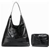 Mervokl Borsa tote da donna in morbida pelle PU con una pochette borsa a tracolla vintage grande capacità designer borse hobo da donna per shopping, scuola, lavoro, viaggi, università, Nero , Taglia