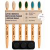 EHOP [EHOP] Set di 6 spazzolini da denti in legno francese con ventosa a parete | Setole morbide | Adatti agli adulti | Prodotto in Francia | Spazzolini ecologici | Manico di origine biologica