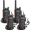 HESENATE HT66 Walkie Talkie Professionali, Senza Licenza PMR446 Ricetrasmettitori Radiocomunicazione, Portatile Woki Toki a Lunga Portata 16 Canali Walky Talky Scan VOX con Cuffie (Nero, 4 Pezzi)