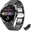 BANGWEI Smart Watch da uomo, display a colori da 1,28, orologio fitness con frequenza cardiaca, monitor del sonno, impermeabile IP67, 7 modalità sportive, promemoria messaggi in acciaio inox,