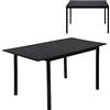 MEUBLE COSY Tavolo da Pranzo da Cucina Allungabile, Stile Industriale, per 4-6 Persone, Struttura in Metallo, Nero, 120-160x80x75cm