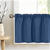 TOPICK Tende Passante tenda da bistrot Filtro della luce porta finestra balcone stile country roulotte corte rustiche soggiorno doccia tenda per interni 2 pezzi 150L x 45A cm, Blu