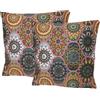 SeeSee Federe Cuscini Divano Made in Italy Set con 2 Federe Copricuscini Cotone Impermeabili Antimacchia con Cerniera Invisibile - 40 x 40 cm - Multicolore Cerchio Etnico