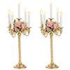 Nuptio Candelabro Portacandele Oro 53cm: 2 Pezzi Candelabri da Terra per Centro Tavola, Portacandele Vintage A 5 Bracci per Matrimonio Ricevimento Compleanno Festa Natale Decorazione Camino