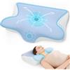 Restnature Cuscino Cervicale Memory Foam - Cuscino Cervicale per dormire, Regolabile 2 in 1, Supporto Ergonomico per Collo/Spalle, Antirussamento e Allineamento Vertebrale, 60x41,5x10/12cm, blu
