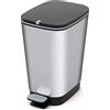 Keter Kis Chic Bin S - Pattumiera a Pedale Ideale per il Bagno con Capacità di 10 Lt, 18X27X30H cm - Grigia Metalizzata