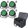 HOLDLAMP 4 faretti LED Par con borsa, 14X6W LED per palcoscenico RGBW 4 in 1, DMX512 luci per feste con telecomando illuminazione per Stage DJ Party Show Bar Halloween Natale