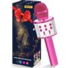 Buty Microfono Karaoke Bluetooth, Buty 4 in 1 Wireless Bambini Karaoke, Portatile Karaoke Microfono con Altoparlante per Cantare, Funzione Eco, Compatibile con Android/iOS o Smartphone (Rosa)