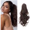 RPAEOY 45 cm Parrucca Donna Coda Capelli Extension con Lunga Ondulati Ricci Posticci Sintetici Ondulati Coda Cavallo Extension Posticci Extension Capelli(Marrone scuro)
