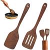 LeoHaze 2 Pezzi di Legno Texture Spatola Cucina, Manico Lungo Anti-Scottatura Paletta Cucina, Facile da Pulire Mestoli Cucina Legno per la Cottura, Il Fondo Della Pentola Non è Facile da Graffiare