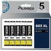 Pilogico 5 Cartucce Compatibili con Epson 603XL Nere per Expression Home XP-2100 XP-2105 XP-2150 XP-2155 XP-3100 XP-3105 XP-4100 XP-2105 XP-4105 WorkForce WF-2810 WF-2830 Nere WF-2835 WF-2850